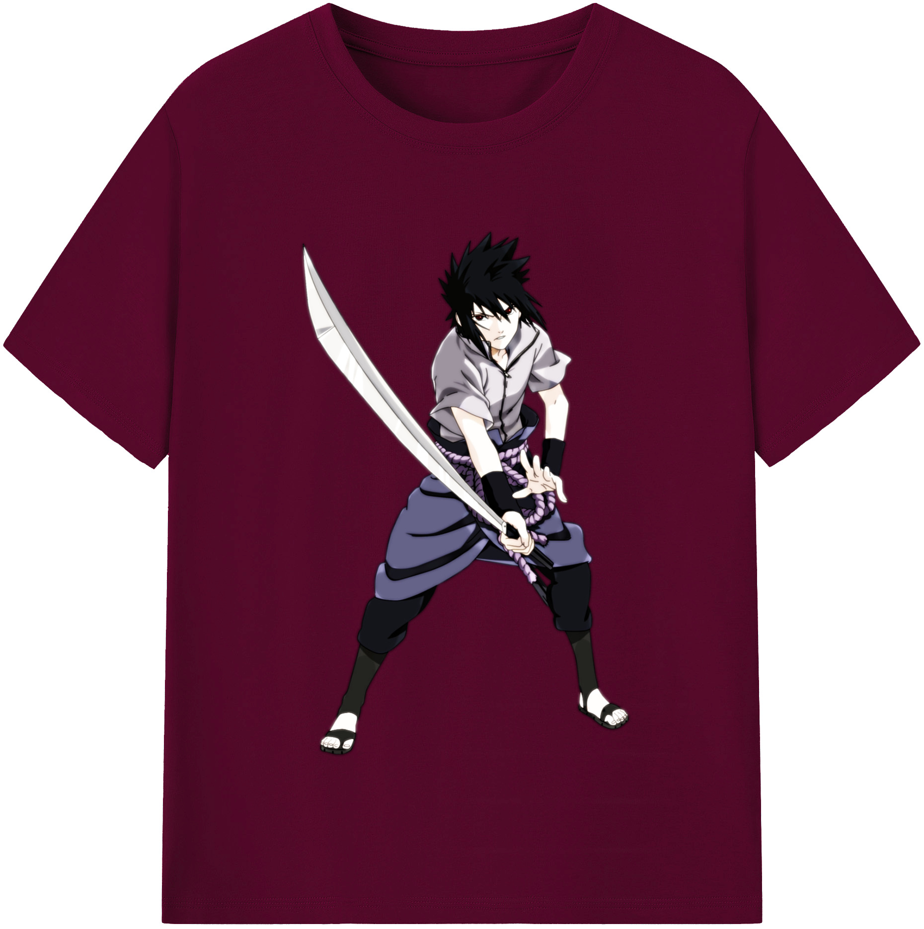 （画像用） NARUTO -ナルト- うちは サスケ Uchiha Sasuke レディースカジュアルプリントTシャツ（綿100％）